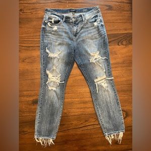 Judy Blue Mid Rise Destroyed Boyfriend Jeans size 13